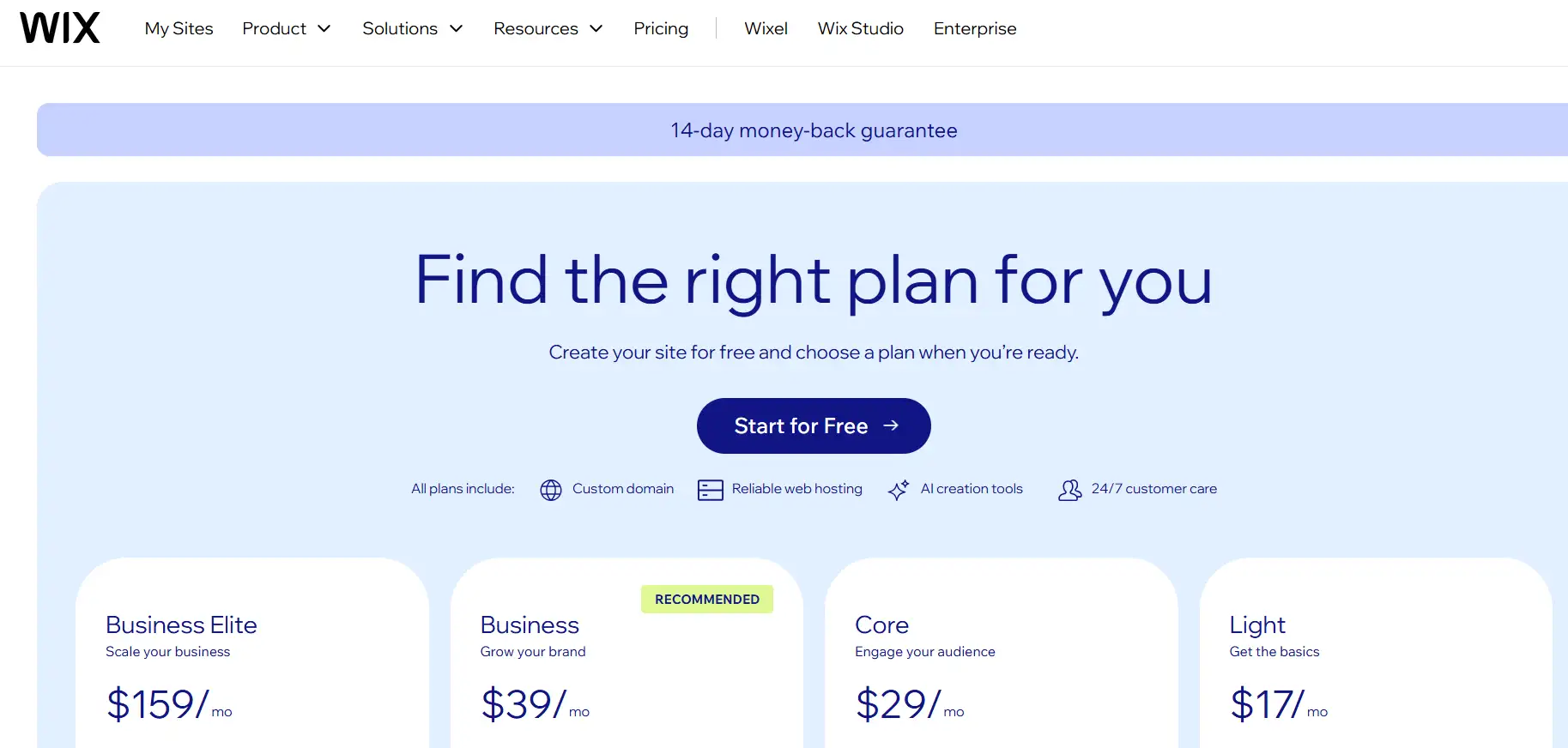 Wix Premium Plans Overview (2025)