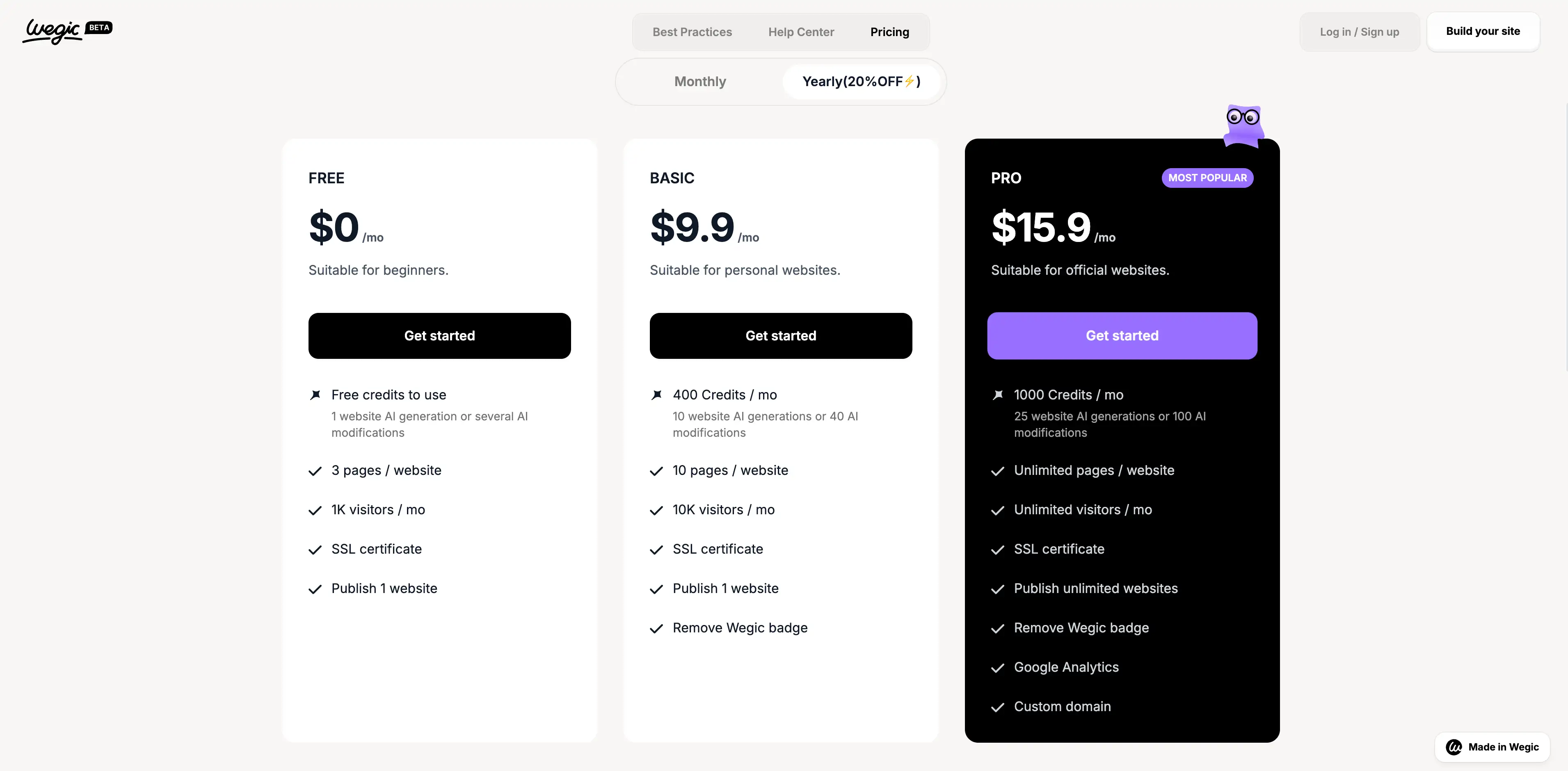Wegic's price