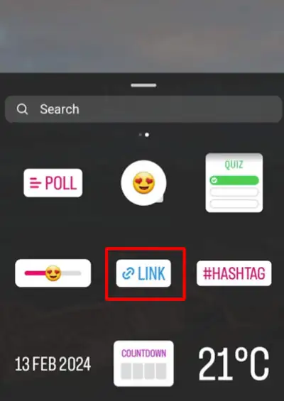 instagram stickers option