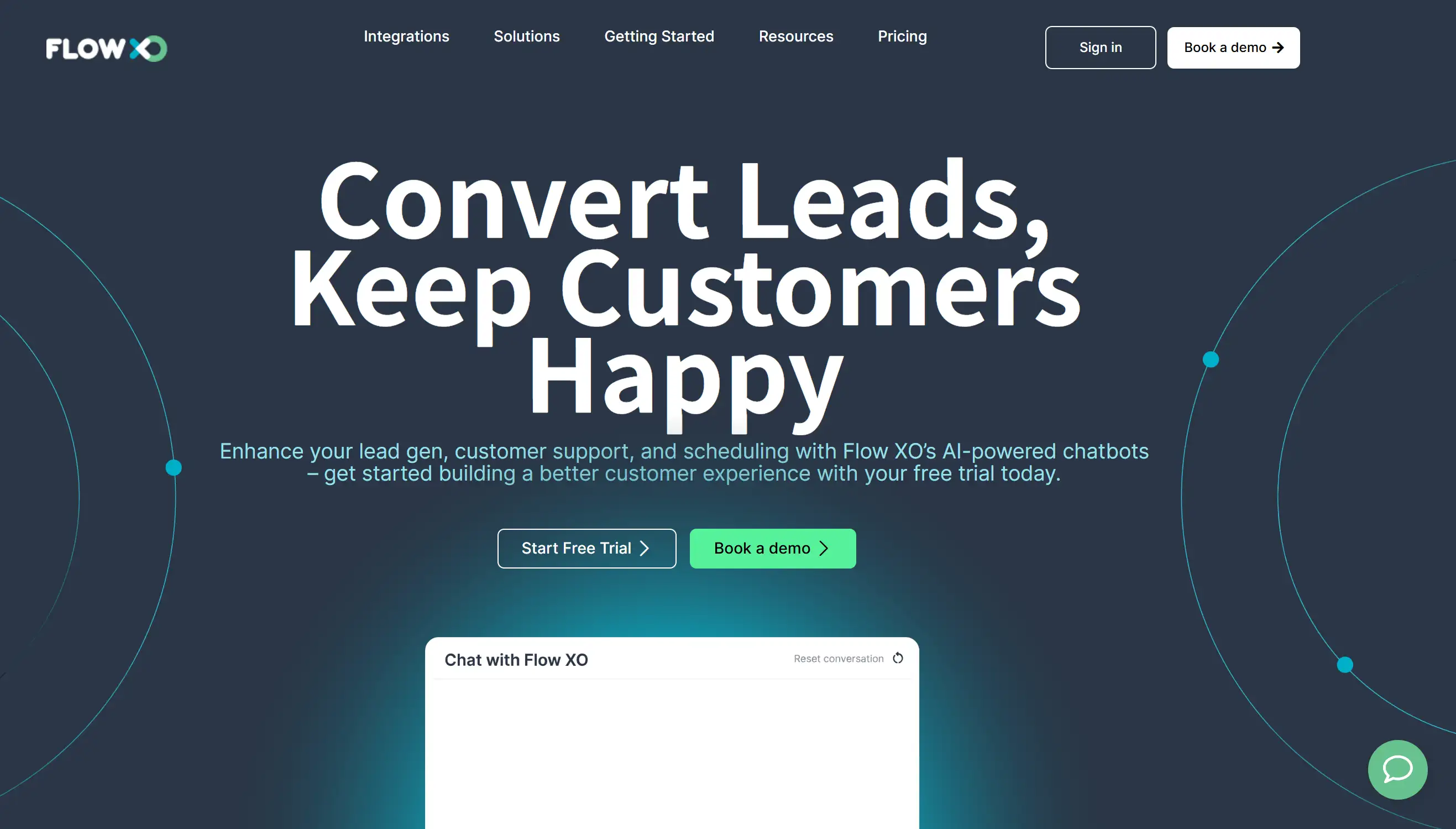 Homepage of Flow XO multi-platform bot builder Homepage of Flow XO multi-platform bot builder