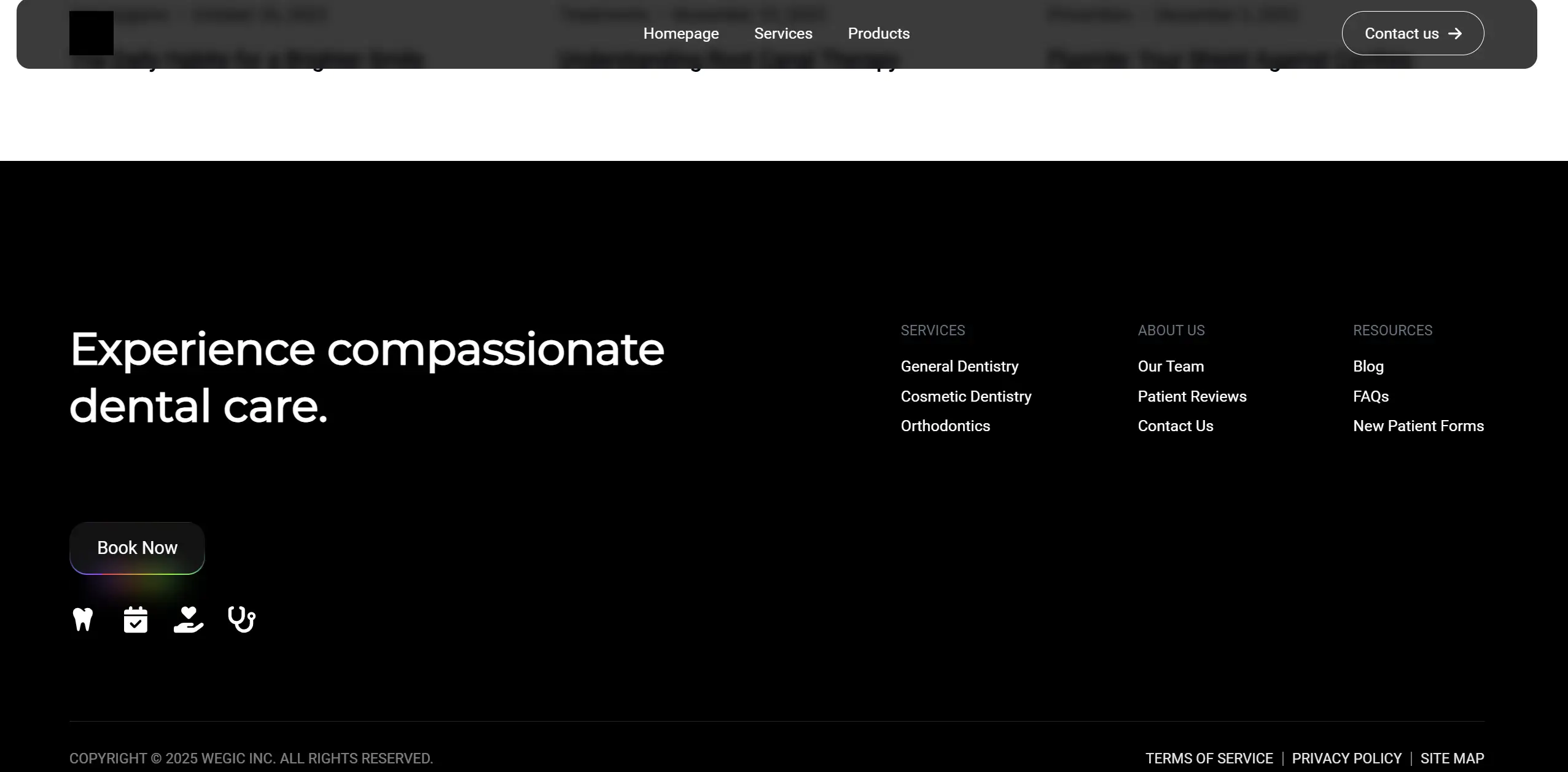 Footer of Aria's dentist website creation using Wegic AI Footer of Aria's dentist website creation using Wegic AI