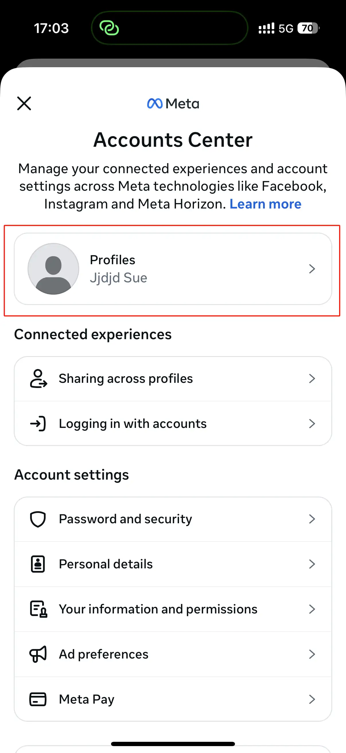 Click "Personal Information"