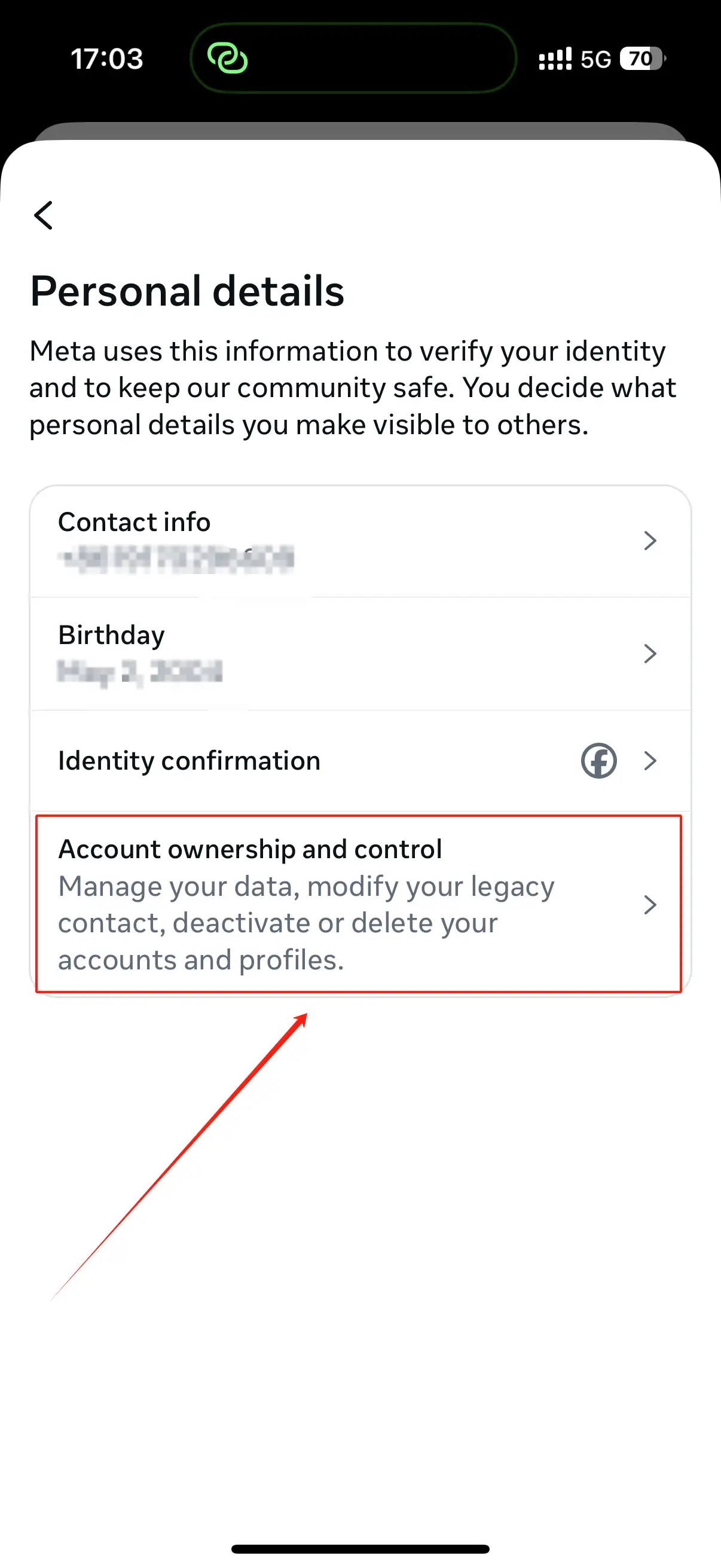 Click on "Account Ownership and Control"