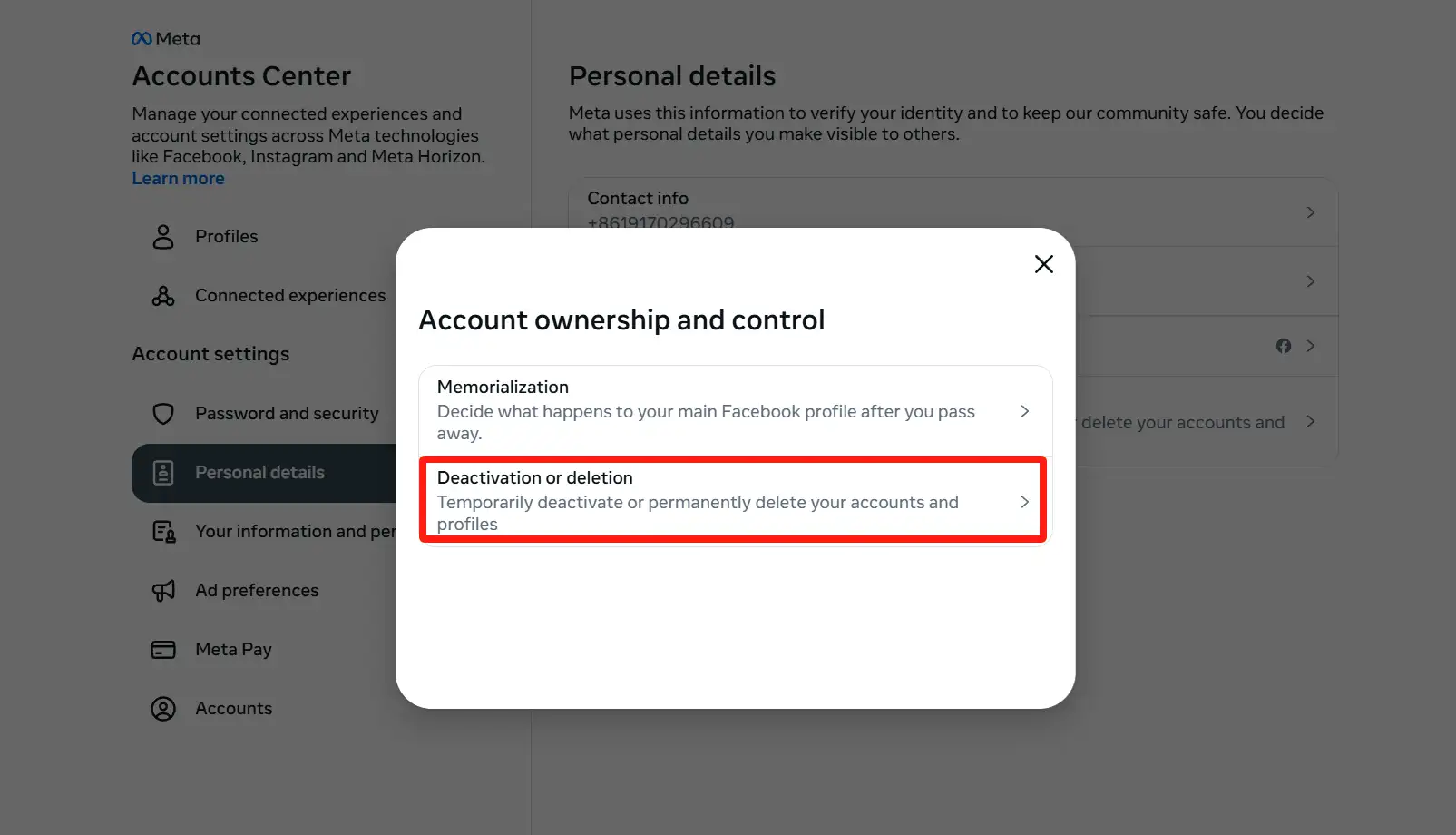 Click on "Deactivate and Delete"