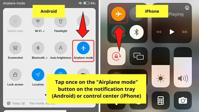 turn on airplane mode