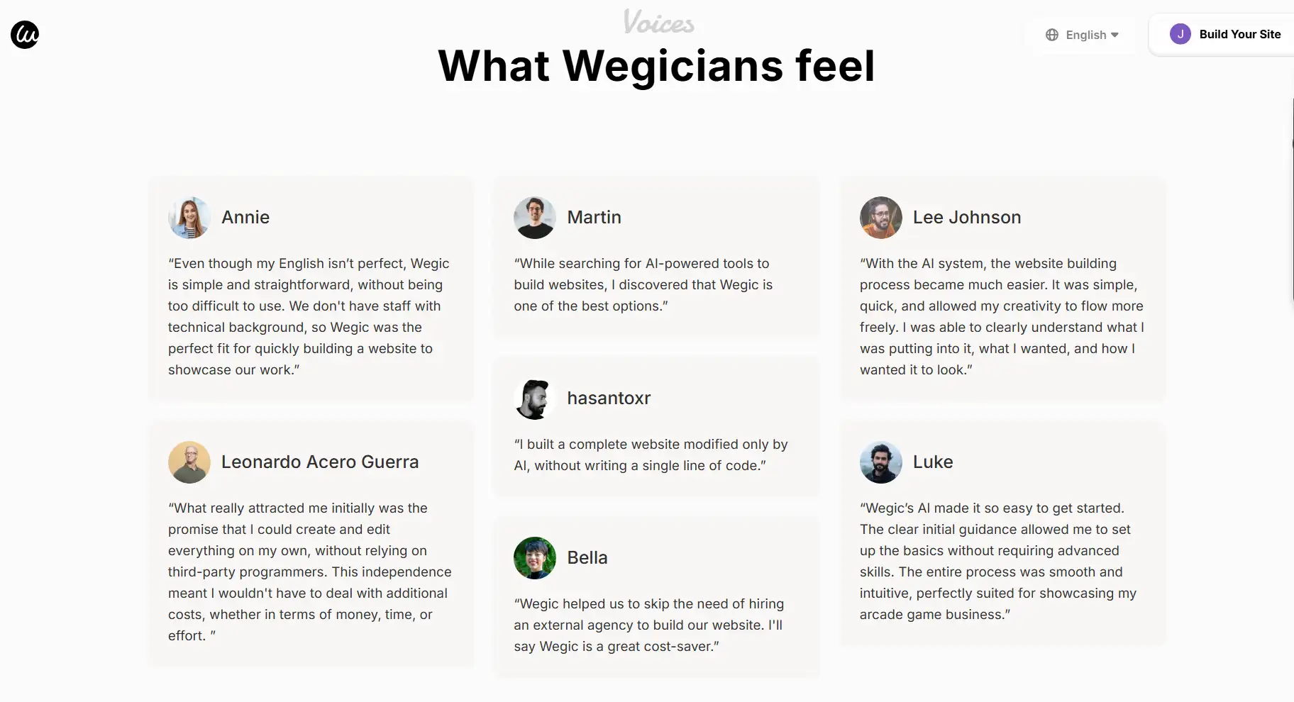 Wegic's user review page