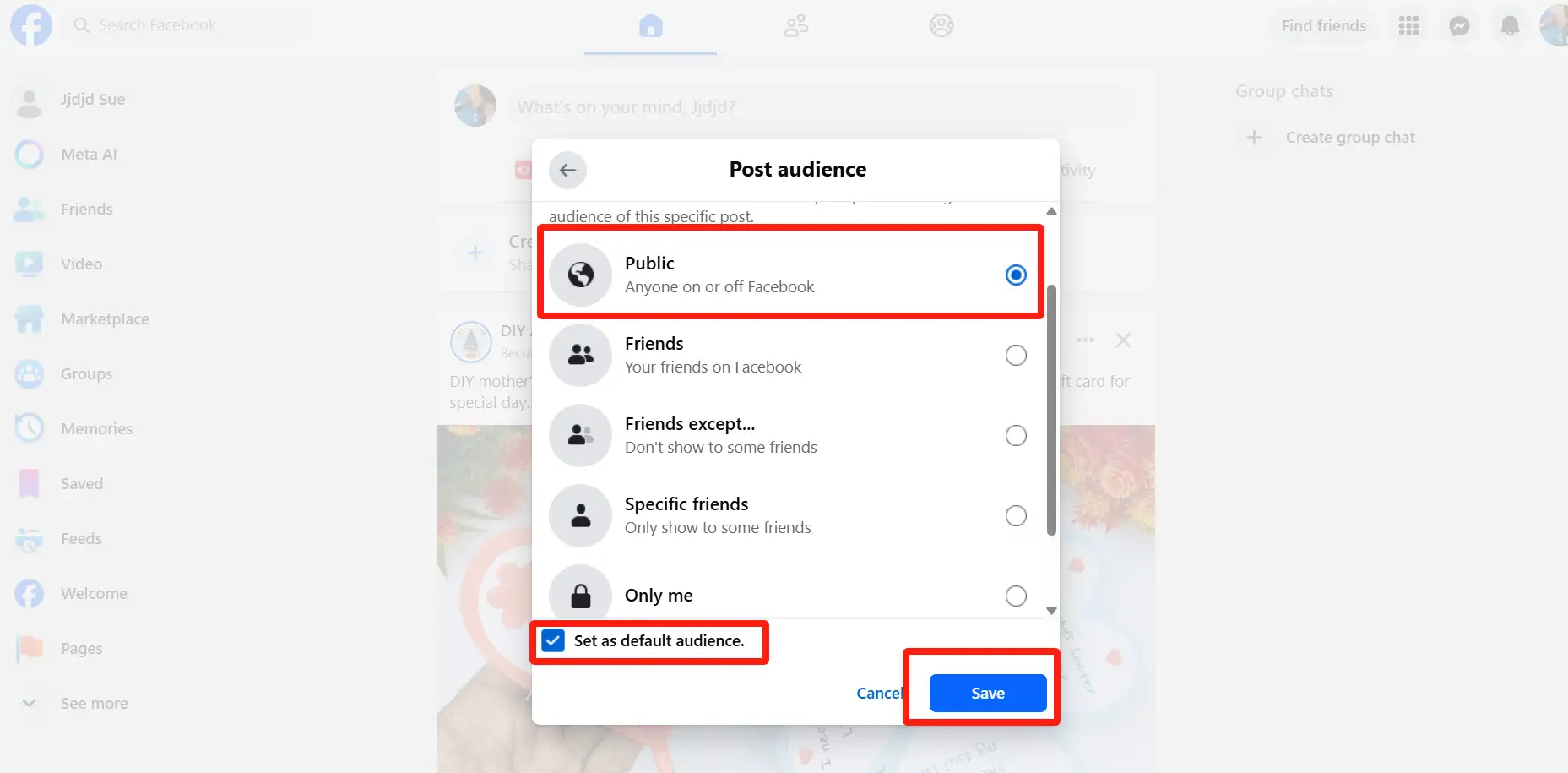 Select the "Public" option and save