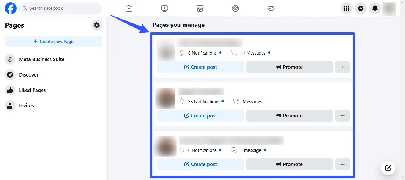 Select the page on which you want to enable shareable posts