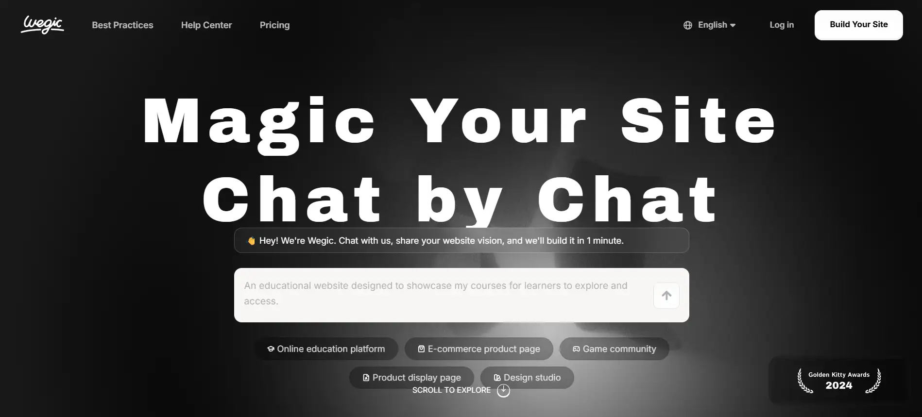 Homepage of Wegic