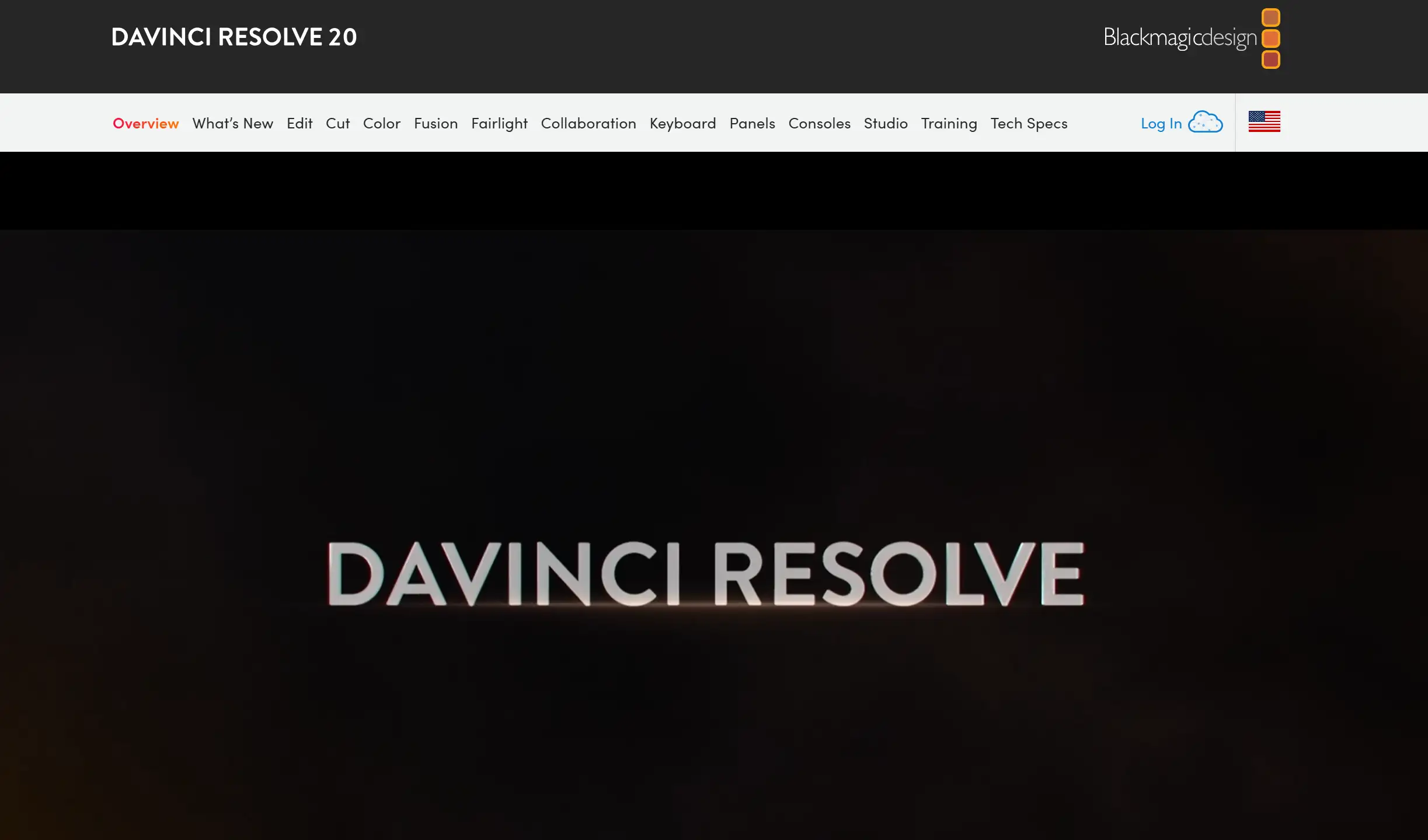 Homepage of Davinci Resolve