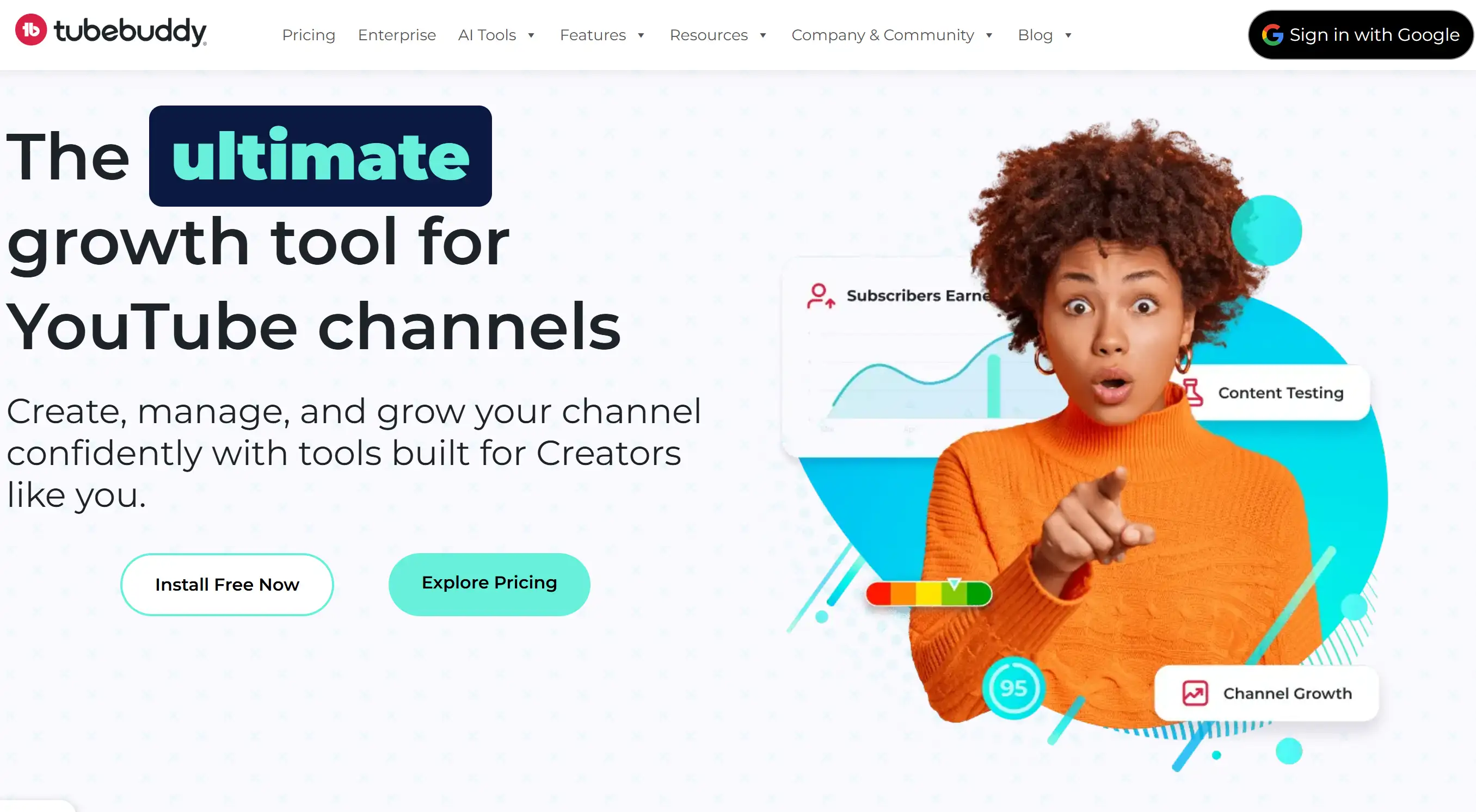 Homepage of tubebuddy