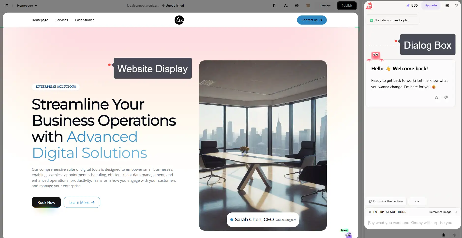 website editing mode