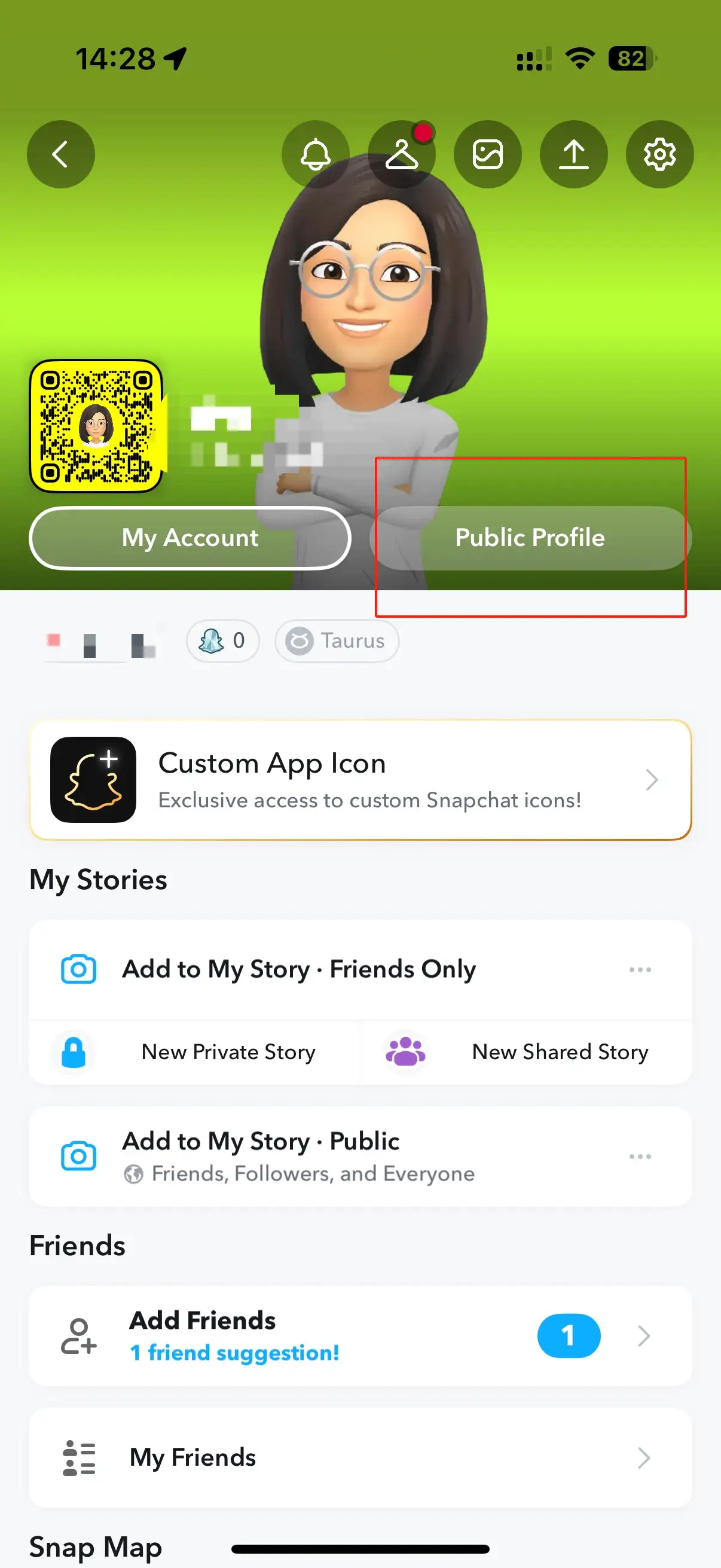Find the "Public Profile" Section