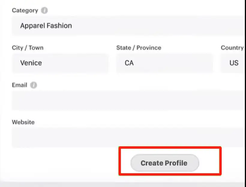 Click on “Create Profile”