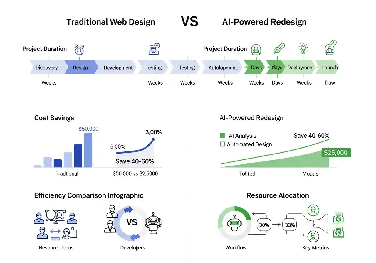 AI redesigns cut project timelines by 70-90% compared to traditional methods AI redesigns cut project timelines by 70-90% compared to traditional methods