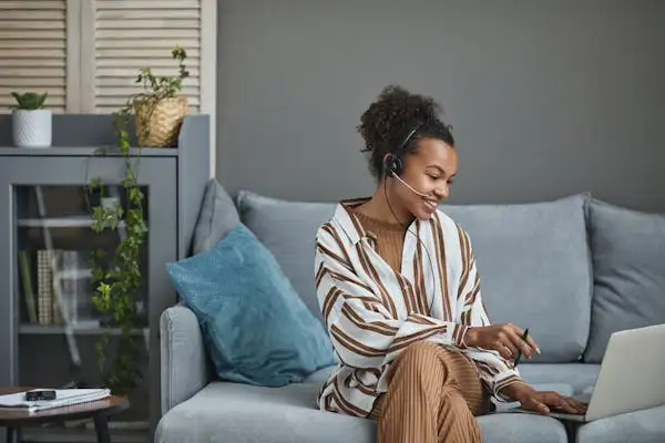 a woman virtual assisting at home