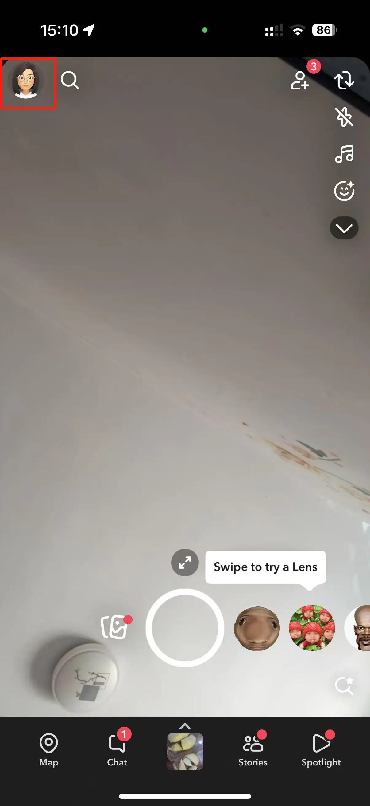 Open the Snapchat App and click on the profile icon