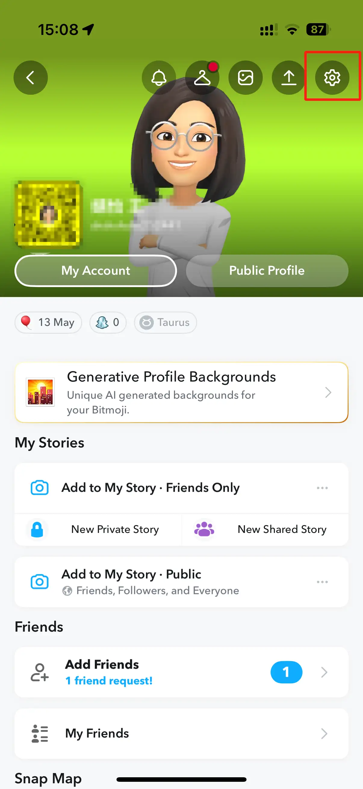 Click on the gear icon “Settings” in the upper right corner