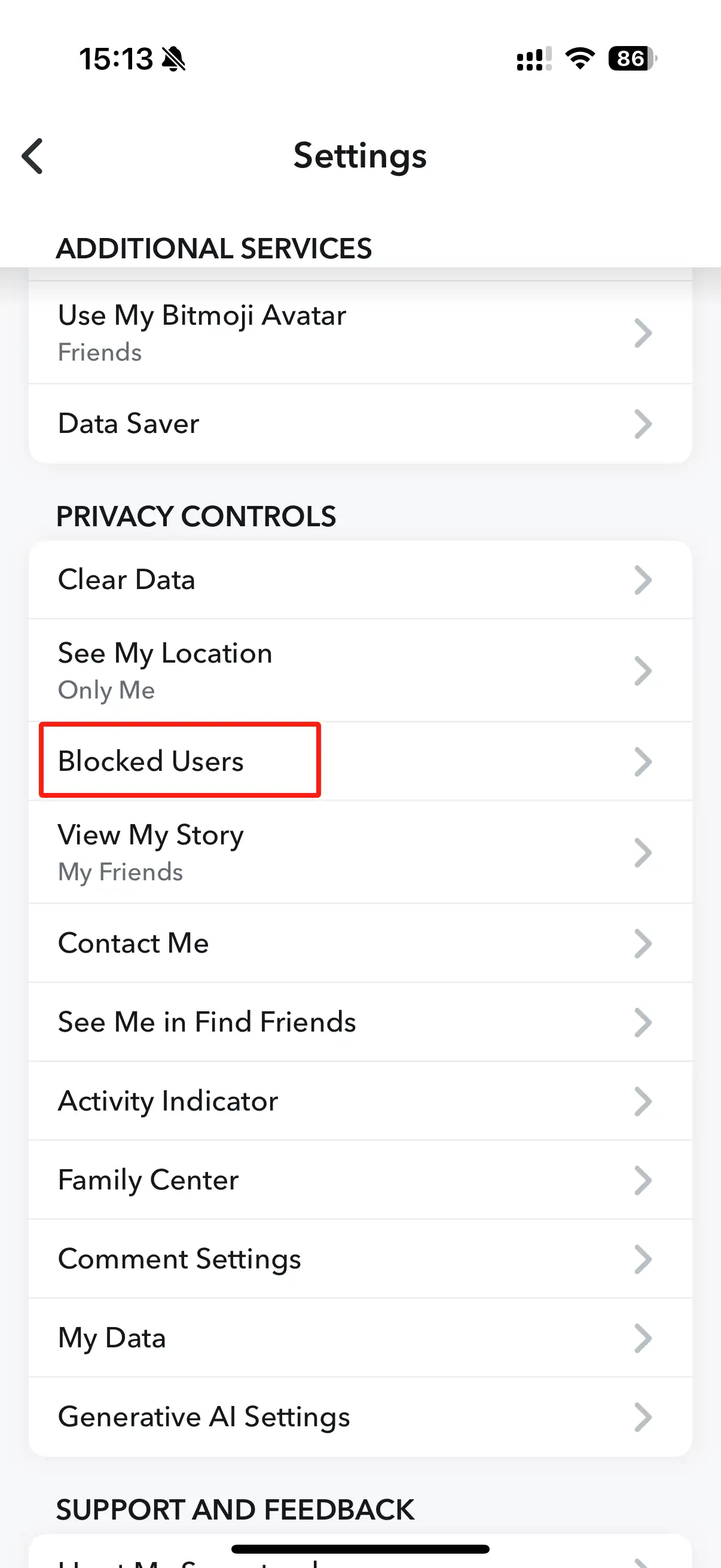 Scroll down to the bottom of the page and click on the “Settings” section