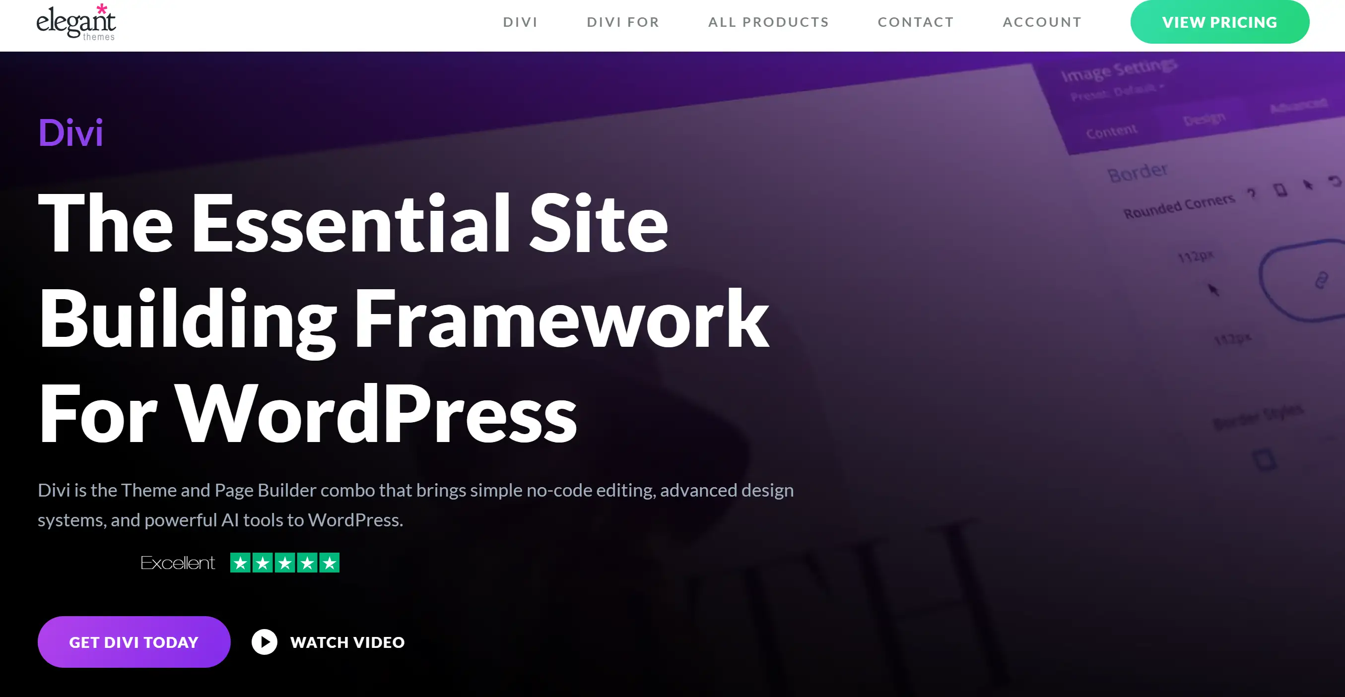 Landing page of Divi, a part of Elegant Themes