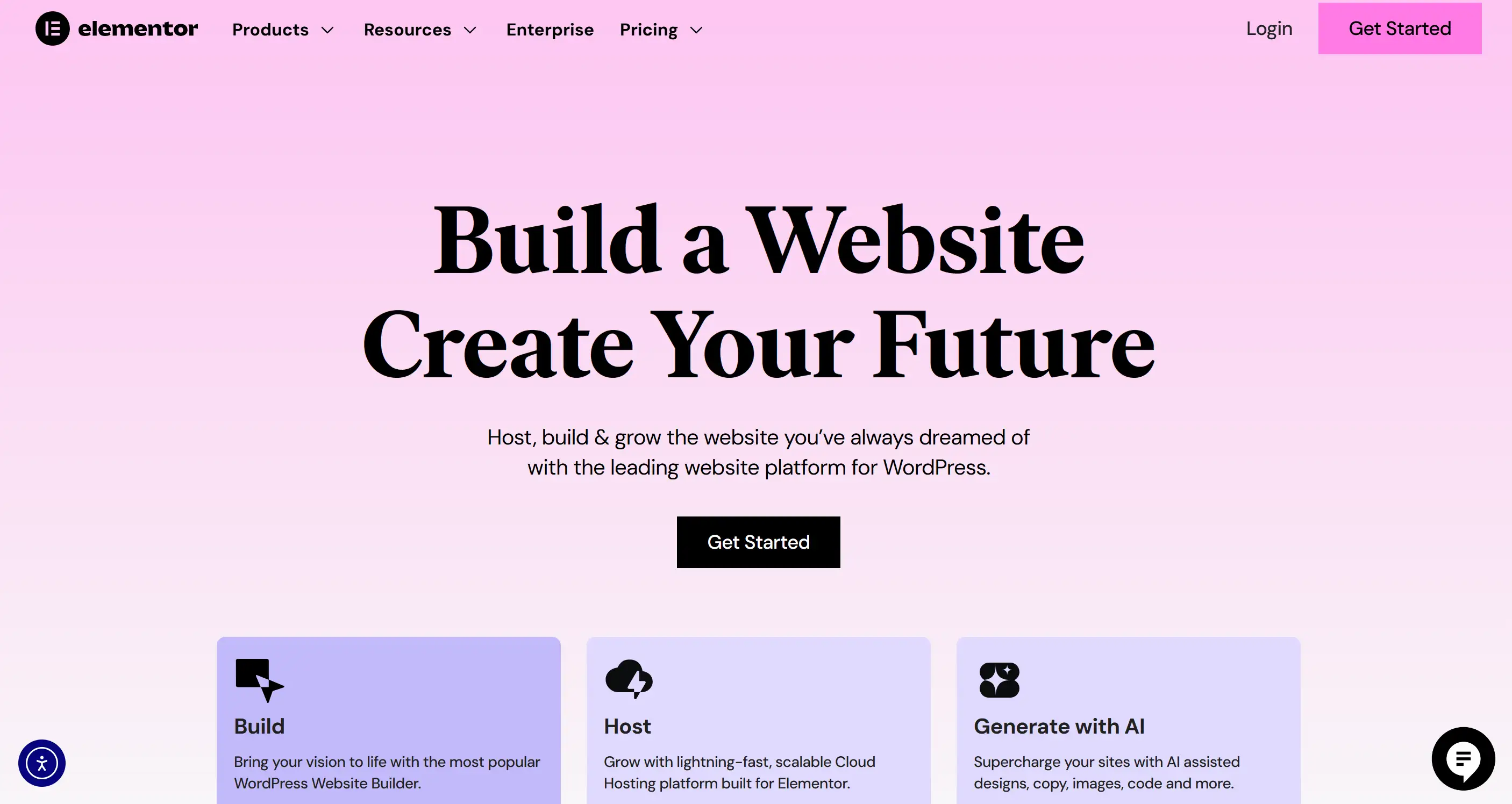 Homepage of a page builder - Elementor