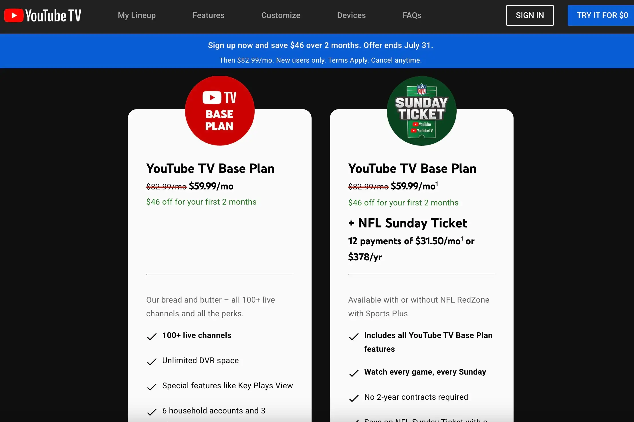 YouTube TV's Pricing and Plans