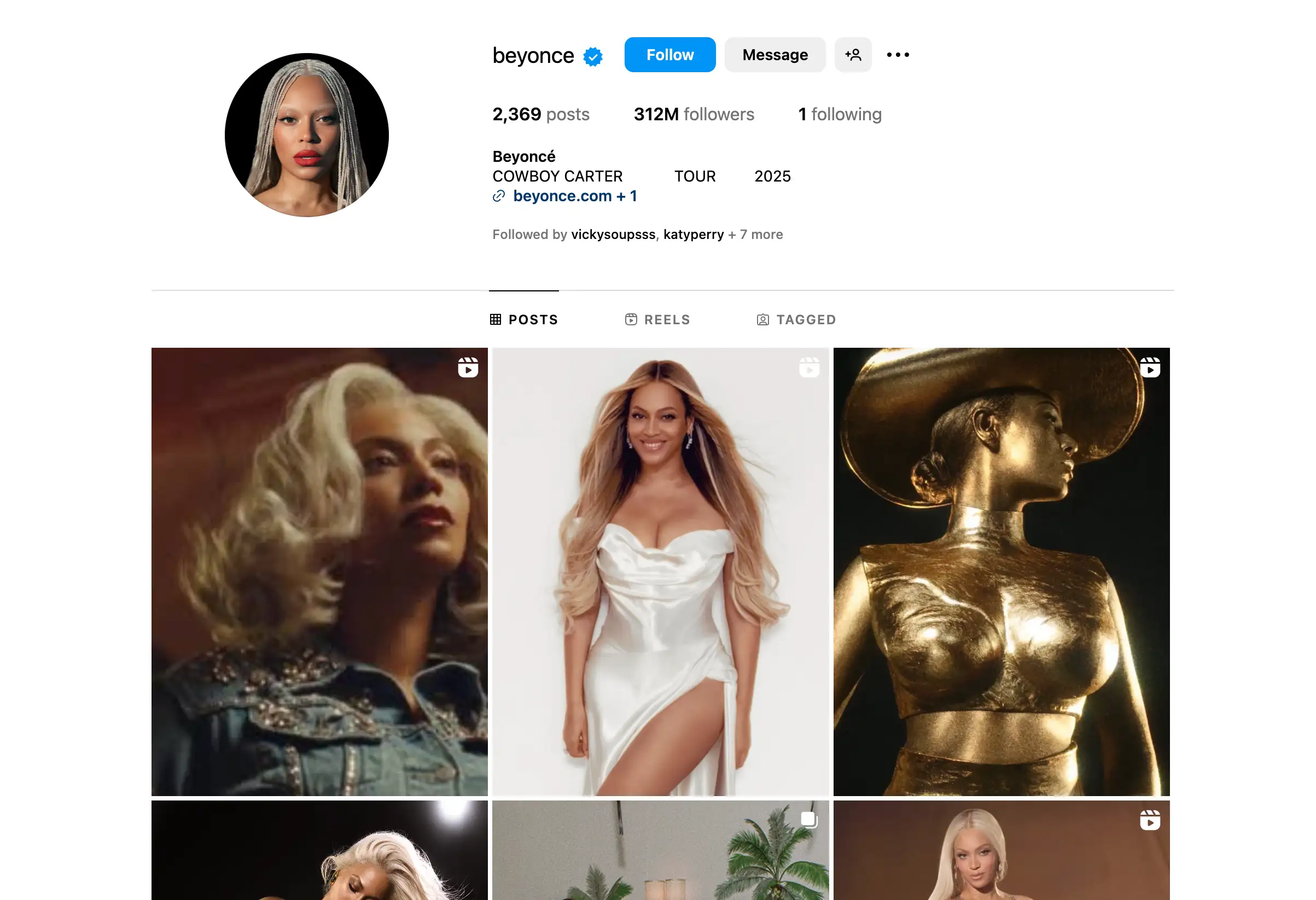 beyonce instagram page