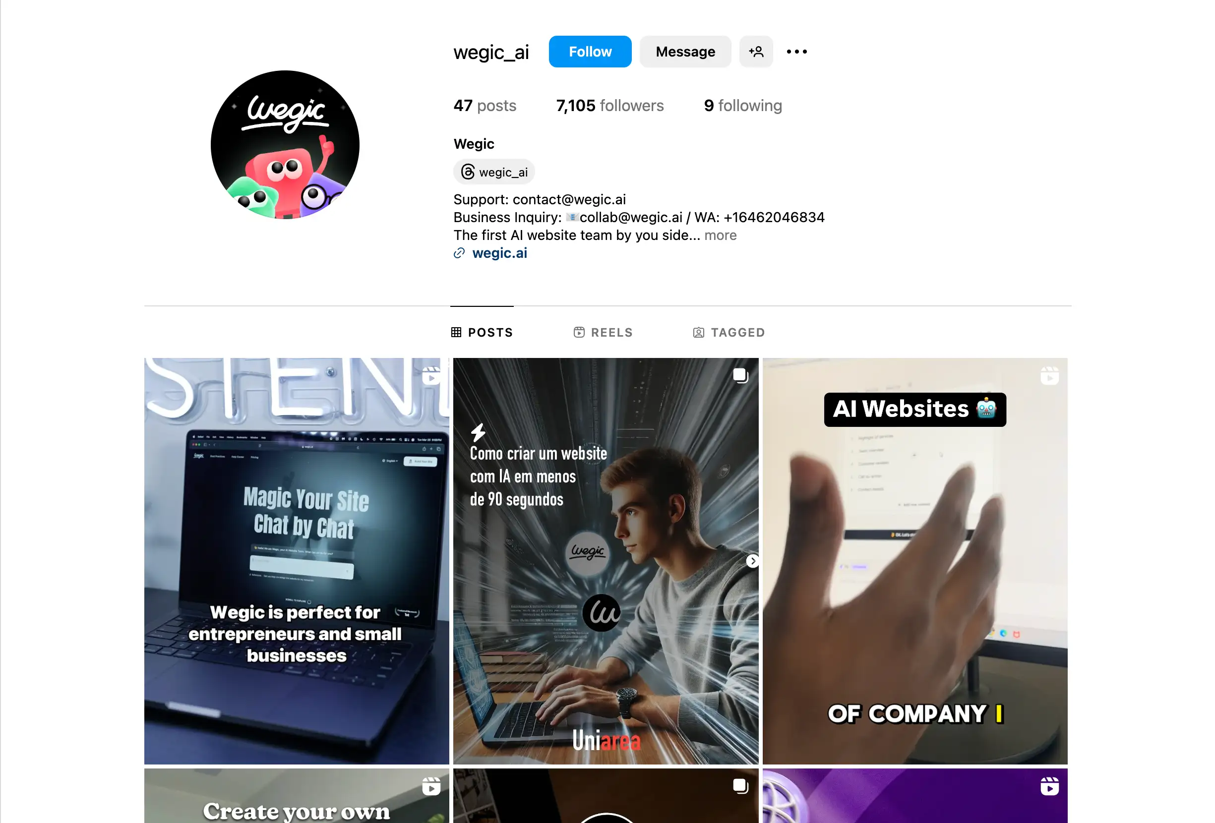 wegic instagram page
