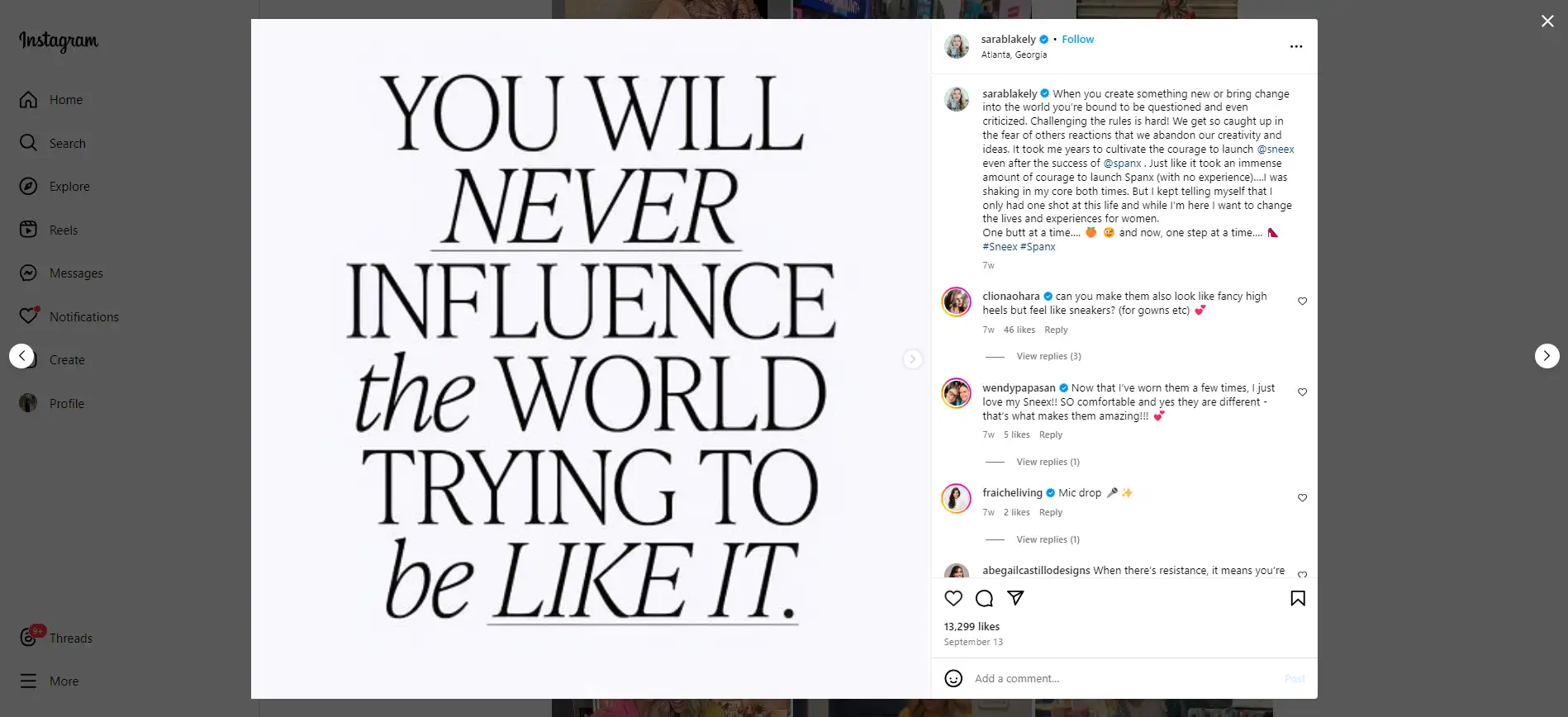 quote in black text on white background about influence
