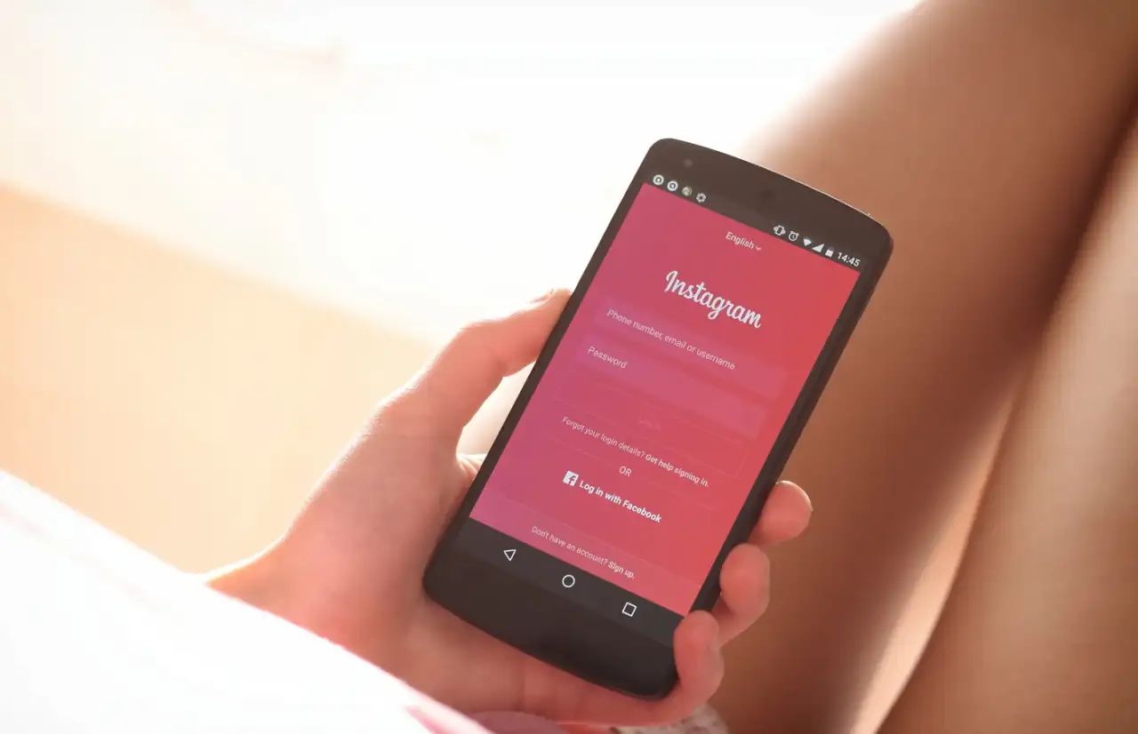 instagram login page on a phone