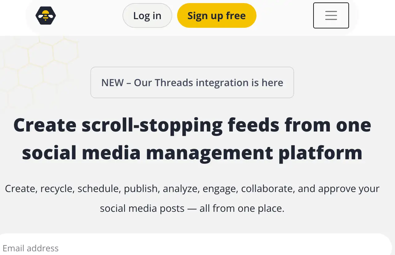 socialbee website homepage