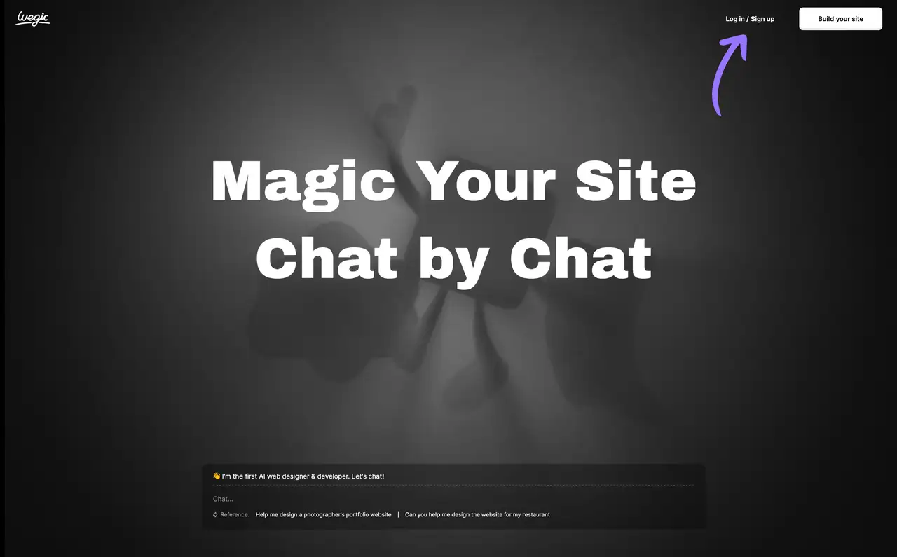 "create new Website" button