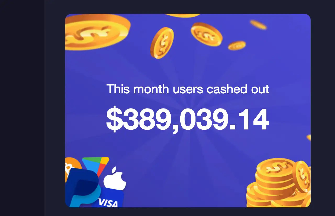 FreeCash page showing money get paid