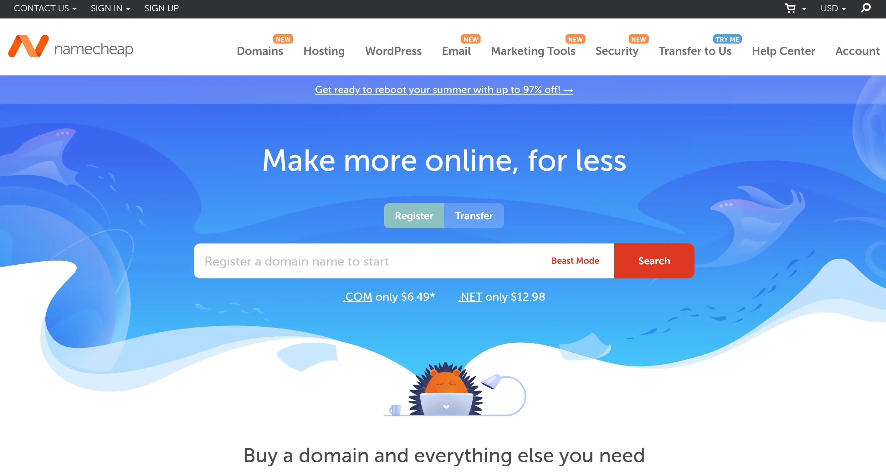 Homepage of Namecheap Homepage of Namecheap