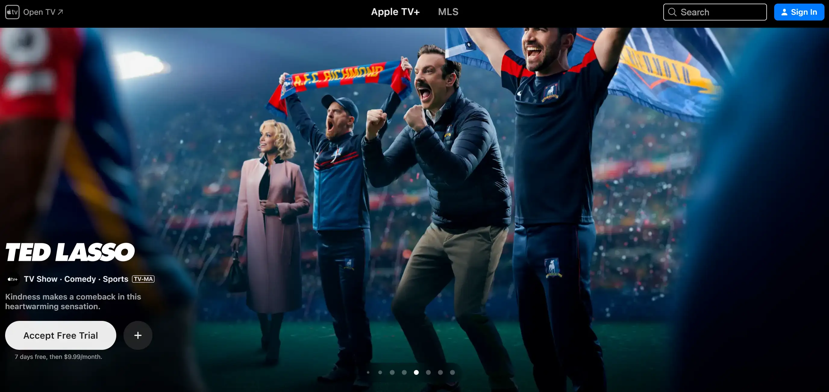 Homepage of Apple TV+