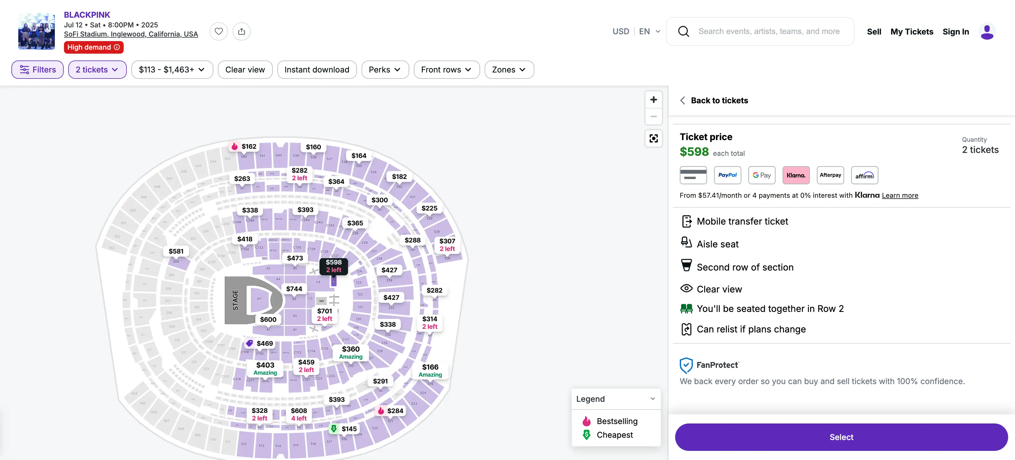 proceed to checkout at stubhub