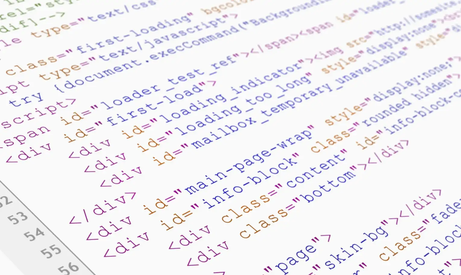 Website html code browser view printed on white paper