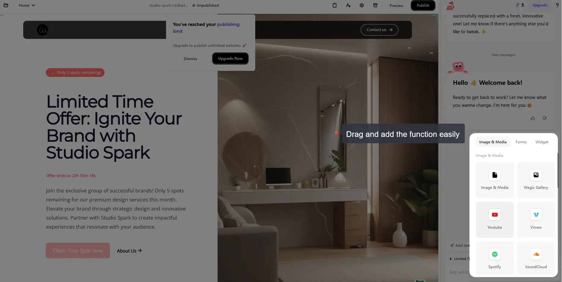 user can drag and add the function easily