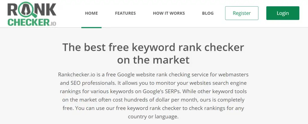 RankChecker.io's homepage