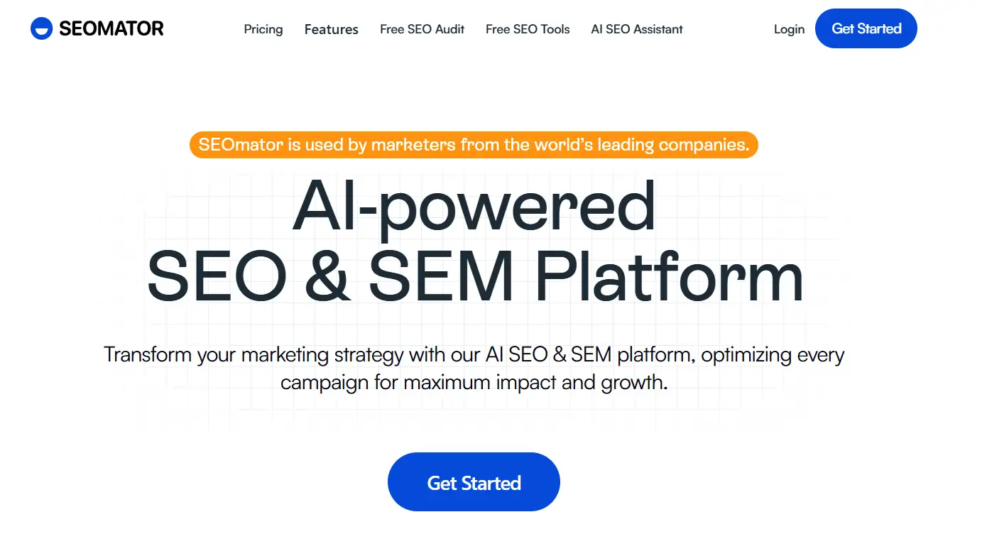 SEOmator's homepage
