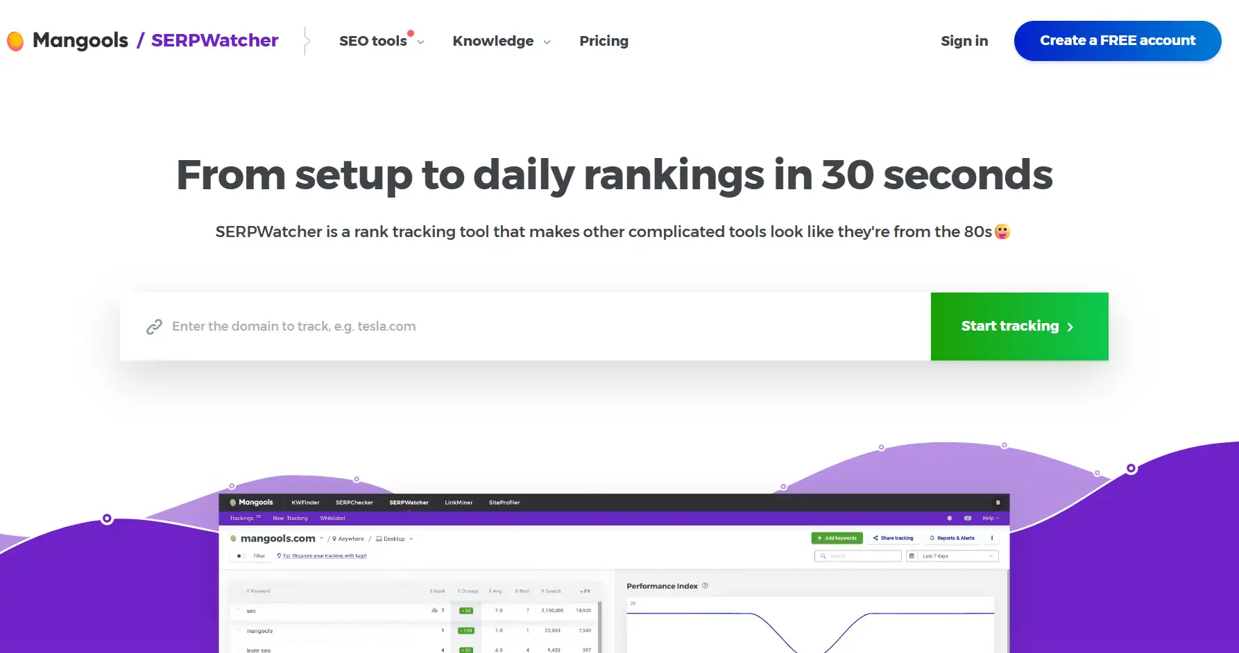 SERPWatcher's homepage