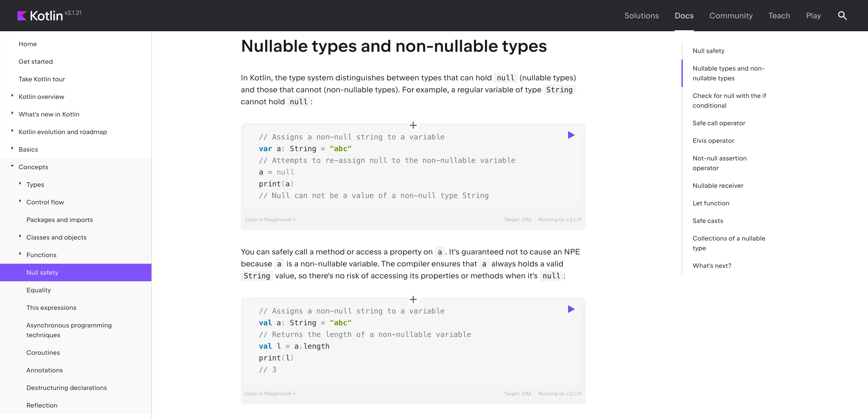null safety of kotlin