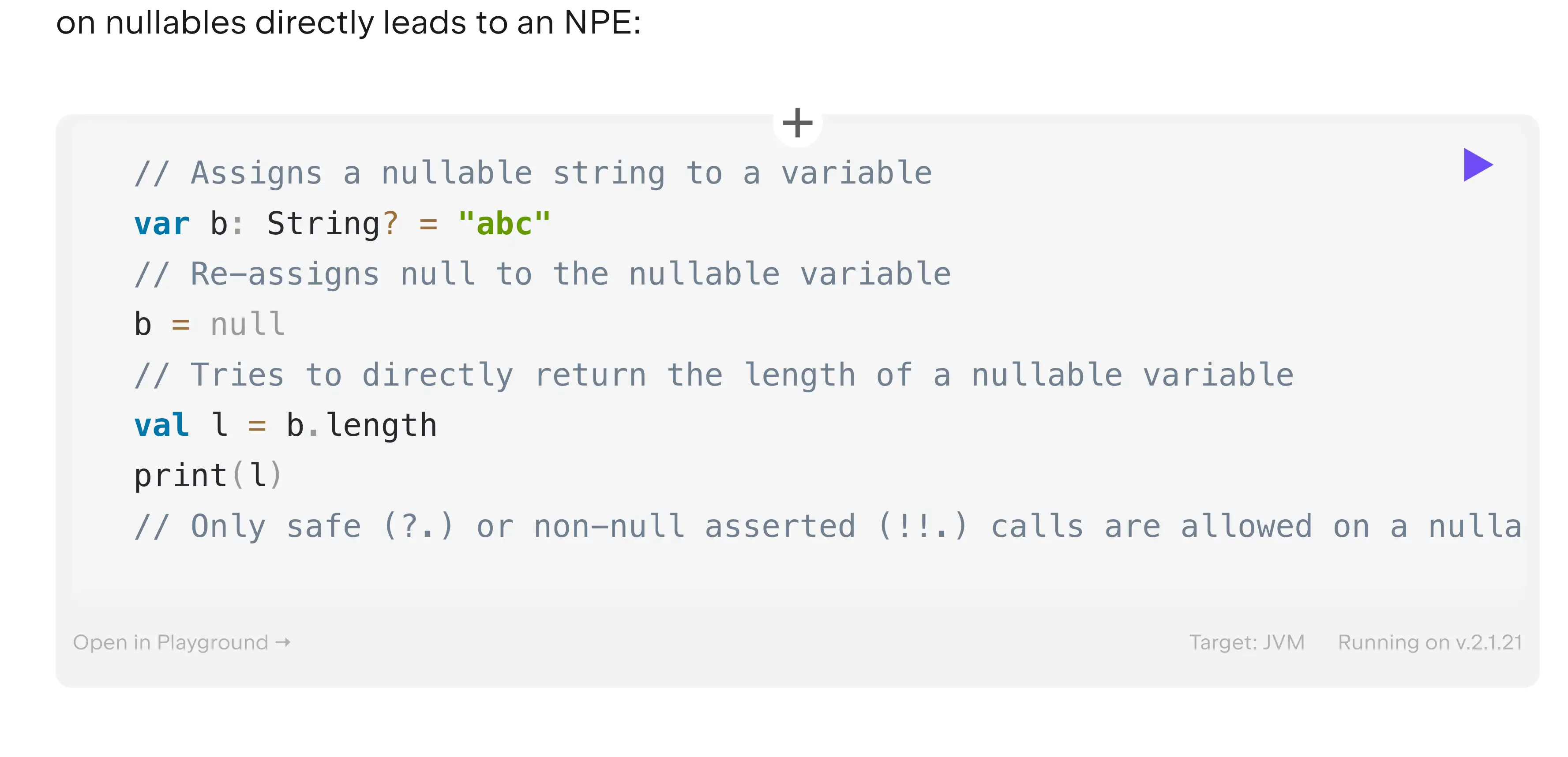 kotlin's type sytem enforces null safety