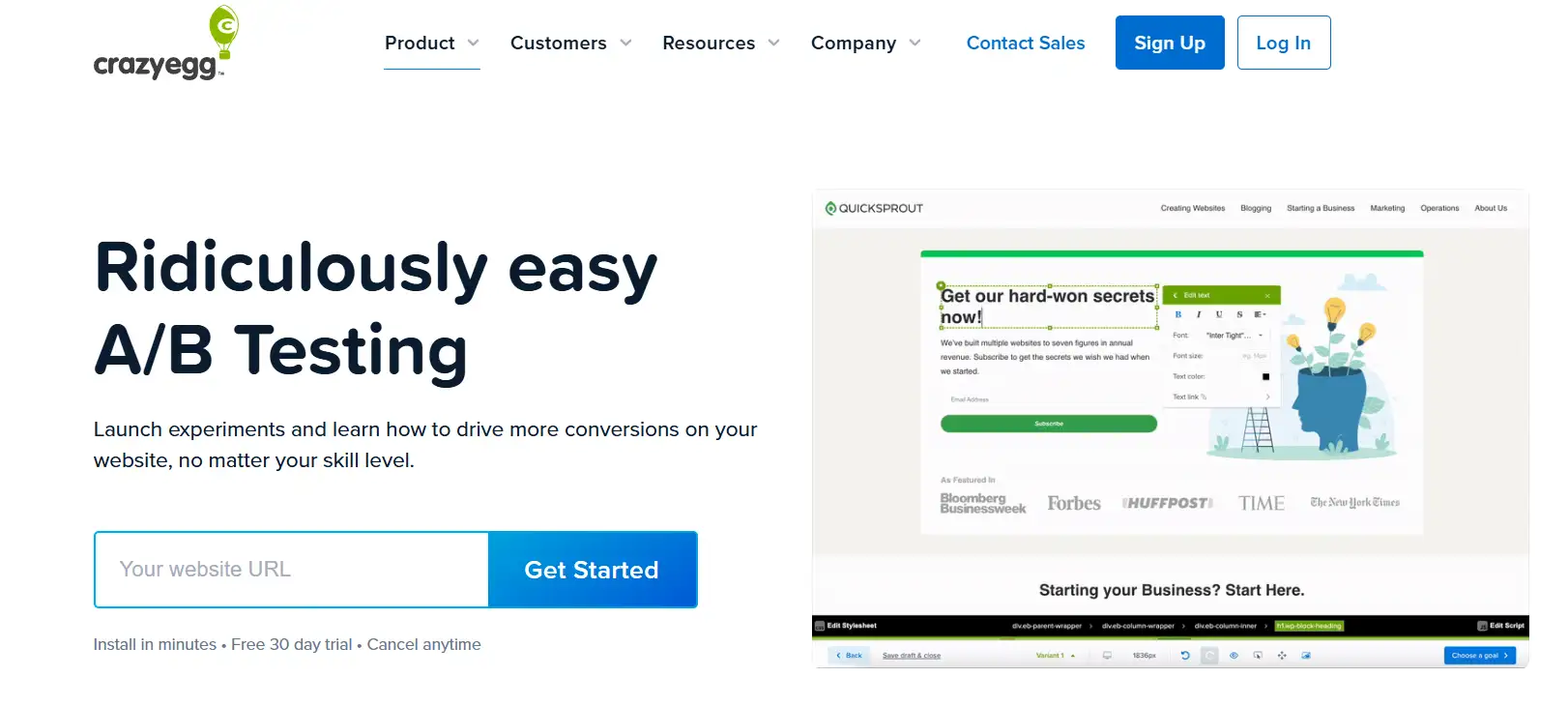 use crazy egg to analyze view user clicks
