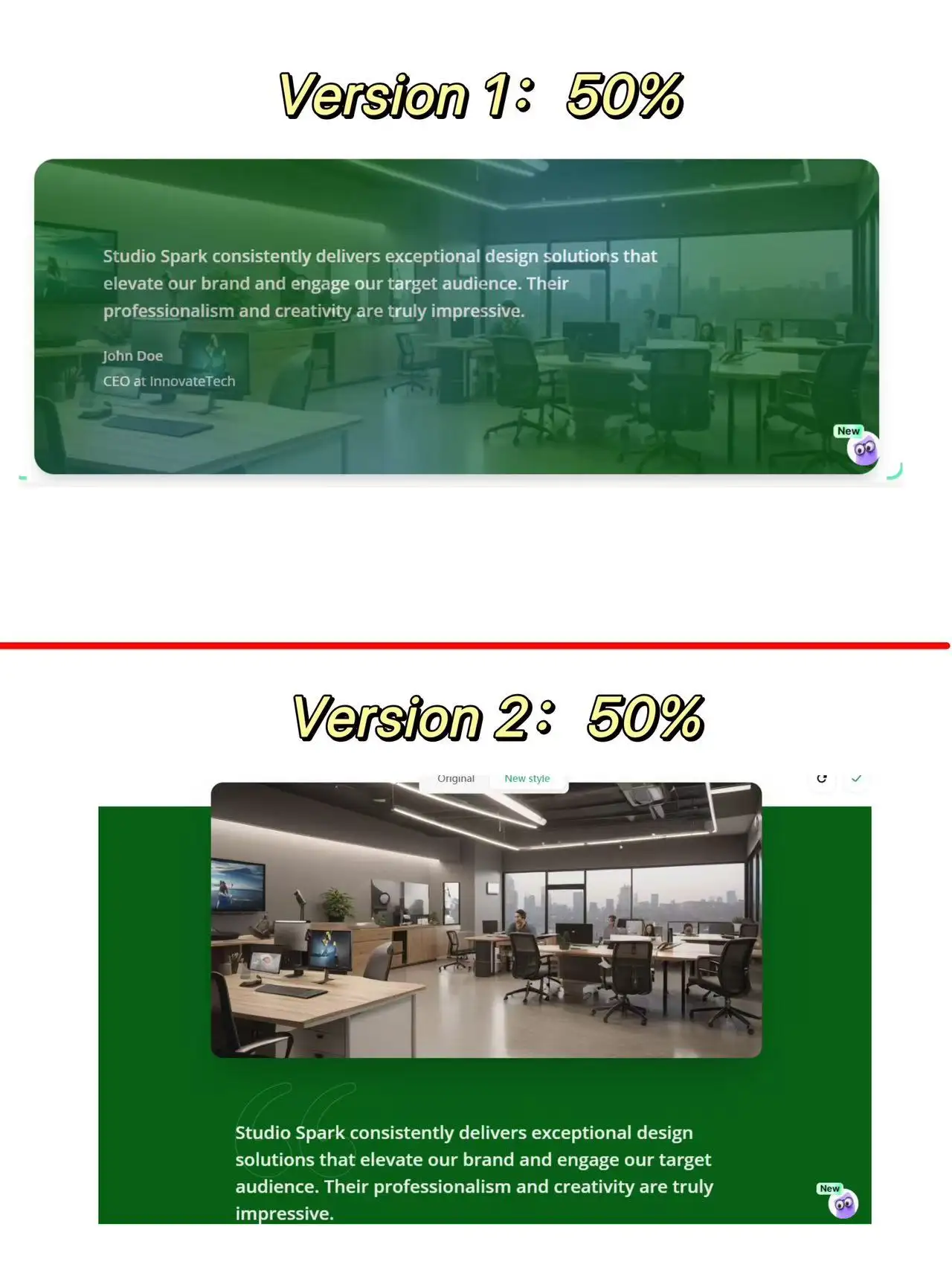 50% of users get version A and the other 50% get version b