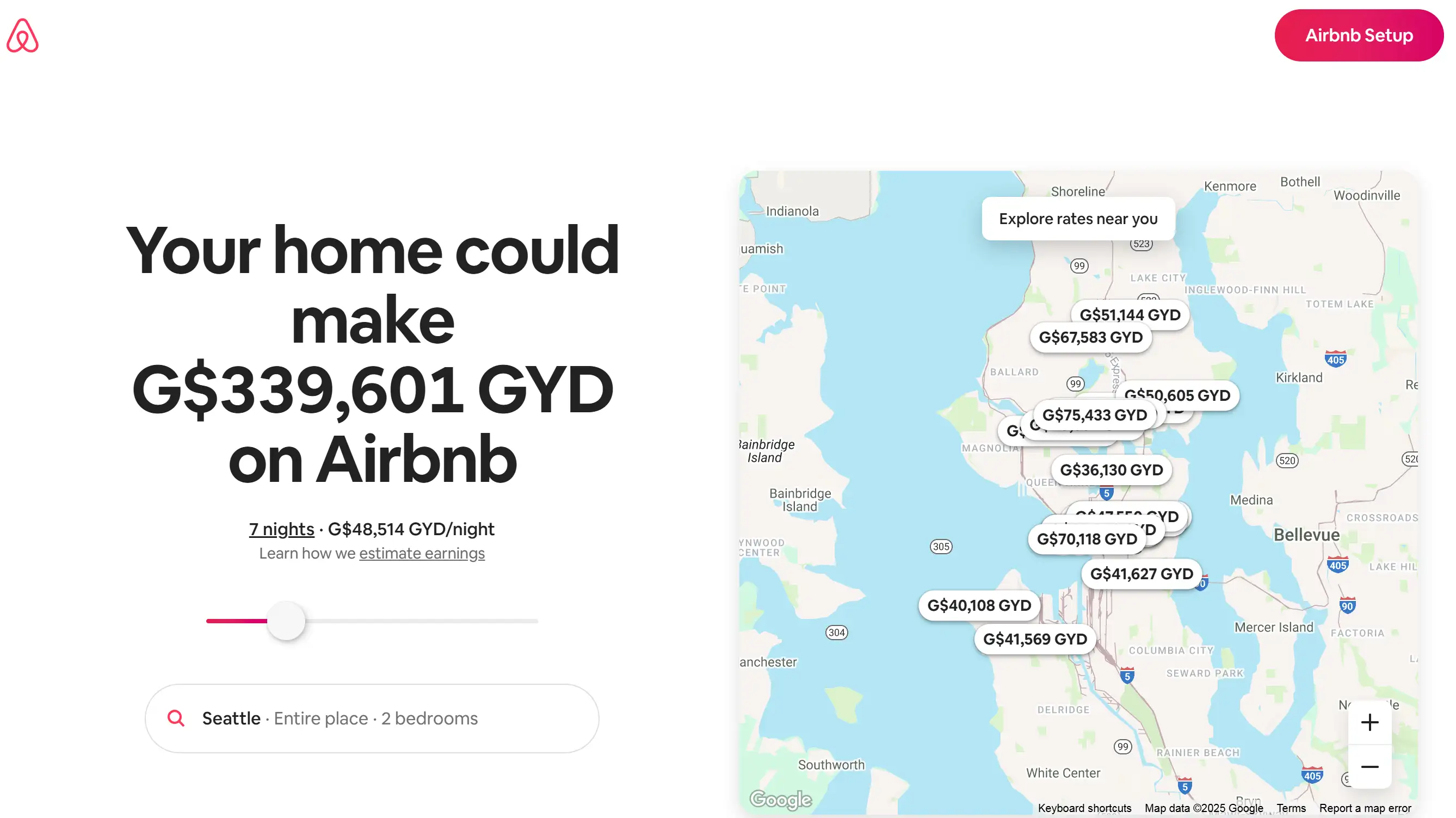 Airbnb's landing page example
