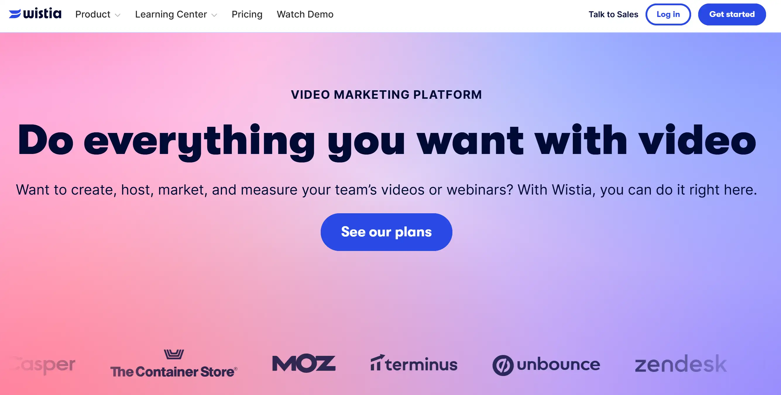 Wistia’s landing page example
