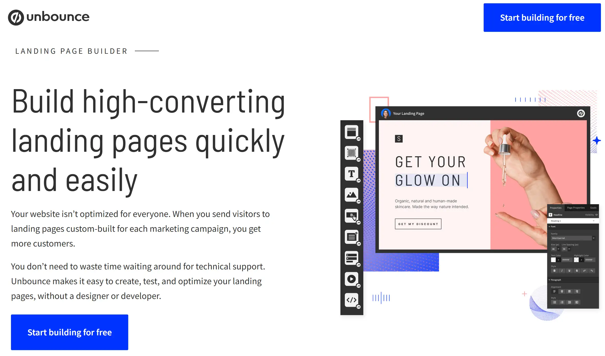 Unbounce’s landing page example