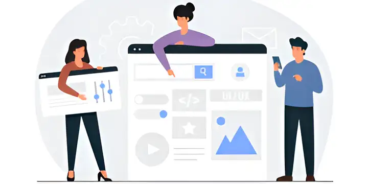 three people are optimizing the landing page