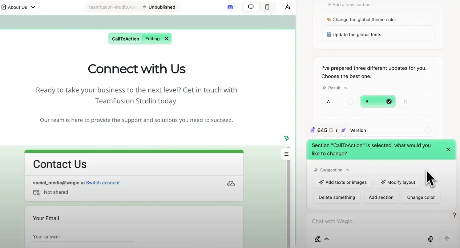 add form on wegic